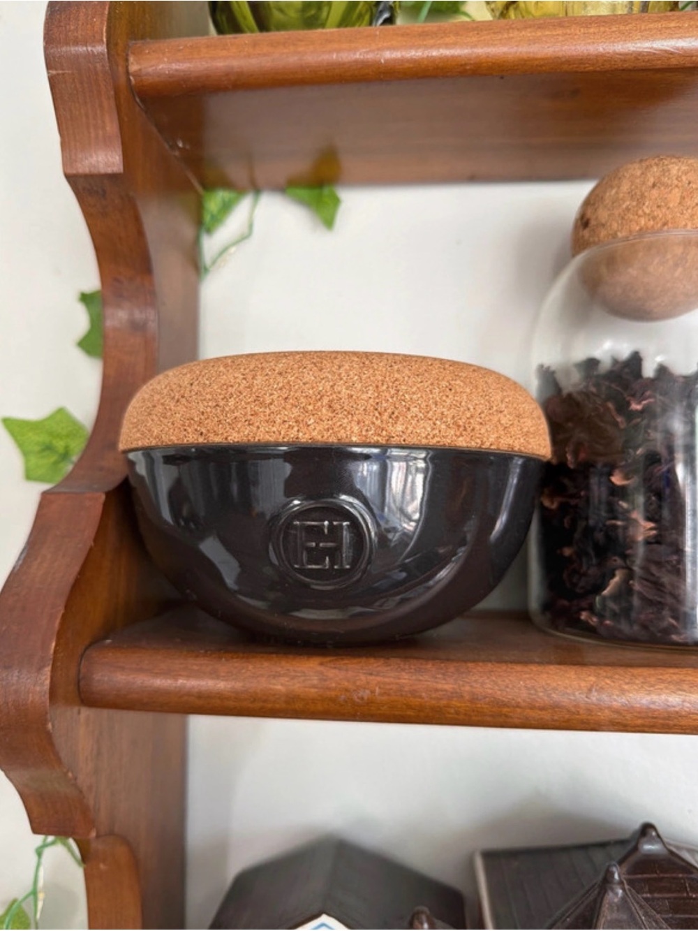 Emile Henry Glossy  Ceramic Storage Jar with Cork Lid